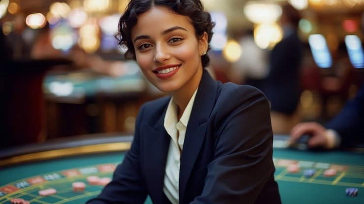 Live dealer blackjack table interface on mobile